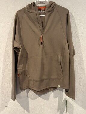 NEW Lake & Trail Mens Tan Waffle Knit 1/4 Zip Long Sleeve Pullover Hoodie Size S